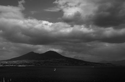 Scenic view of sea against cloudy sky