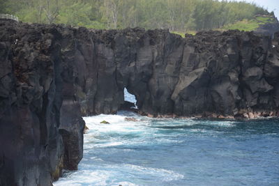 Scenic view of sea and rocks