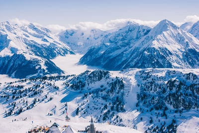 Scenic view of snowcapped mountains