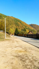 Scenic view of landscape against clear blue sky