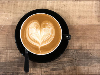 High angle view of coffee on table