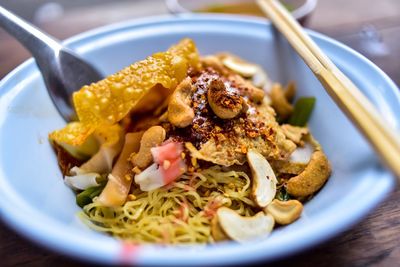 Close-up of meal served in plate