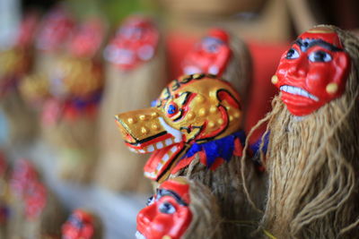 Close-up of toys for sale in market