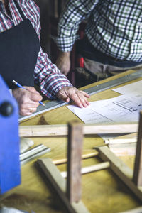 People working on paper