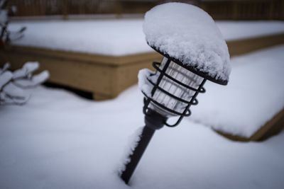 Snow on a lamp