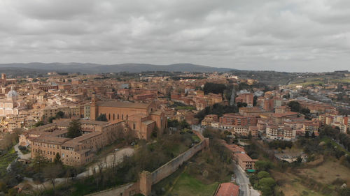 High angle view of townscape against sky