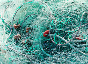 High angle view of fishing net