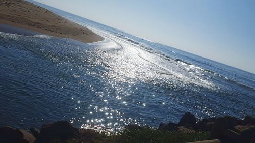 Scenic view of sea against clear sky