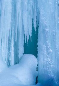 Close-up of icicles on snow