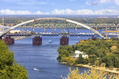 Bridge over river against sky