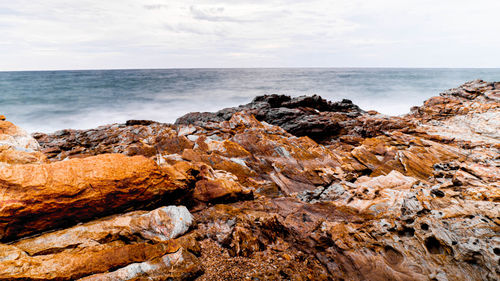 Rock beach on seaside seascape landscape nature background travel holiday vacation