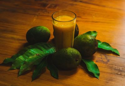 High angle view of juice  on table