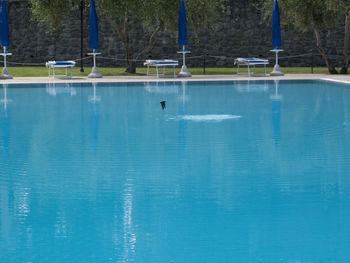 Swimming pool against blue sky