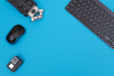 High angle view of computer keyboard on table