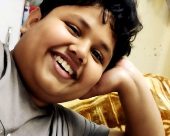 Portrait of cute girl at home