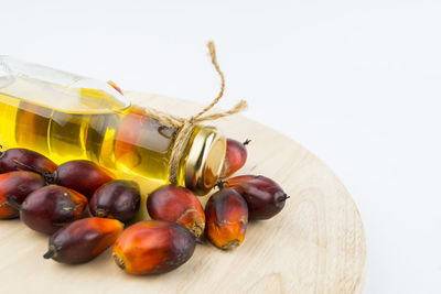 Close-up of fruits in jar on table