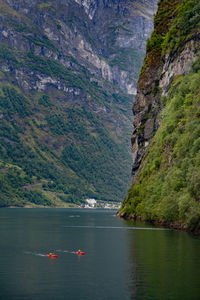 Scenic view of geiranger fjord in norway