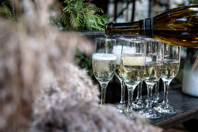 Close-up of wineglass on table