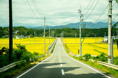 Road amidst green landscape against sky