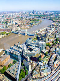 High angle view of buildings in city