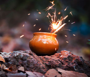 Close-up of lit candles