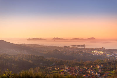 Scenic view of landscape against sky during sunset