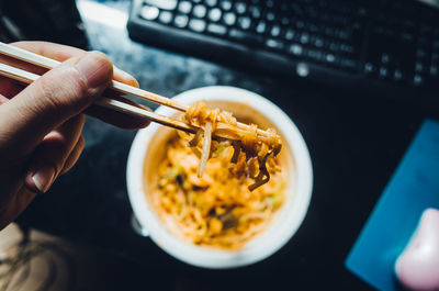 Close-up of hand holding food