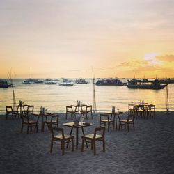 Scenic view of sea at sunset