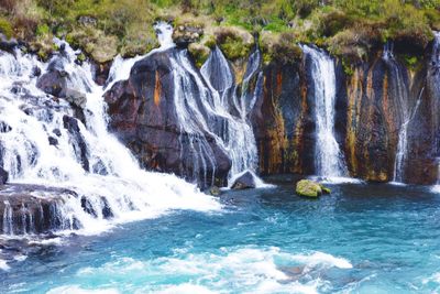 Scenic view of waterfall