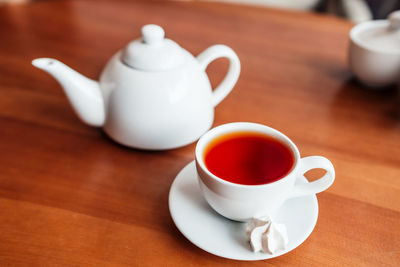 Tea cup on table