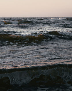 Scenic view of sea against sky during sunset