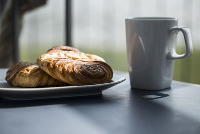 Close-up of breakfast on table