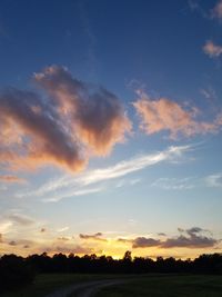 Scenic view of silhouette field against sky during sunset