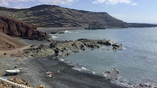 High angle view of beach against sky