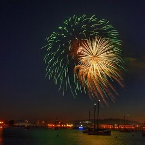 Firework display at night