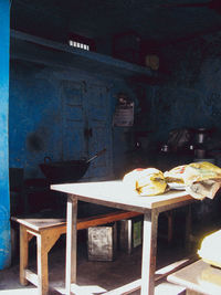 Table and chairs in restaurant