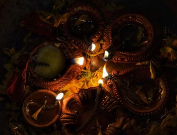 Close-up of illuminated lighting equipment