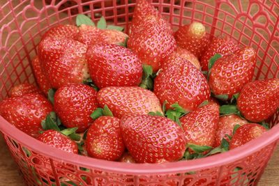 Close-up of strawberries in basket
