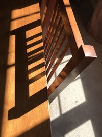 High angle view of sunlight falling on steps