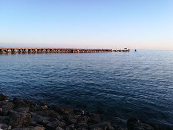 Scenic view of sea against clear sky