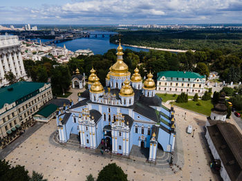 High angle view of buildings in city