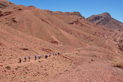 High angle view of people on desert