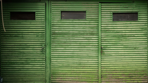 Full frame shot of closed shutter of building