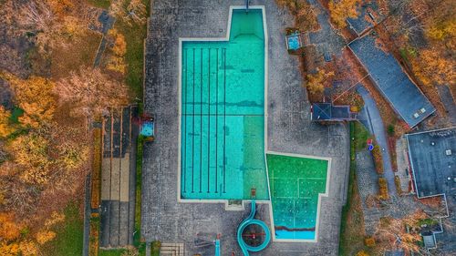 High angle view of buildings in city