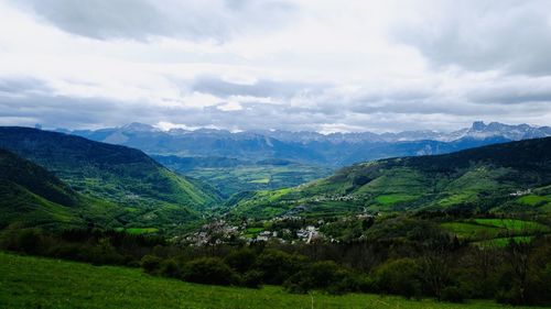 Scenic view of mountains against sky