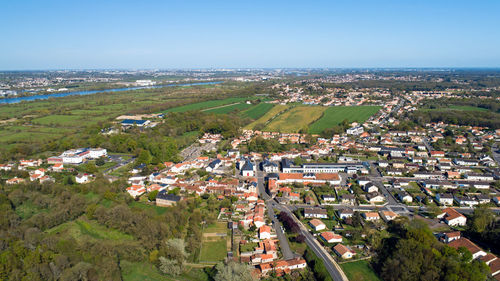 High angle view of townscape against sky