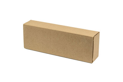 Low angle view of box against white background