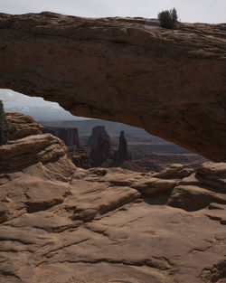 Rock formation on land against sky