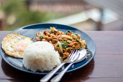 Close-up of meal served in plate