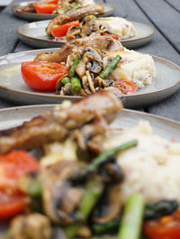 Close-up of food in plate on table